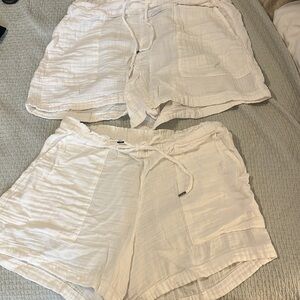 Gap White Sheer Linen Drawstring Shorts w/Pockets
